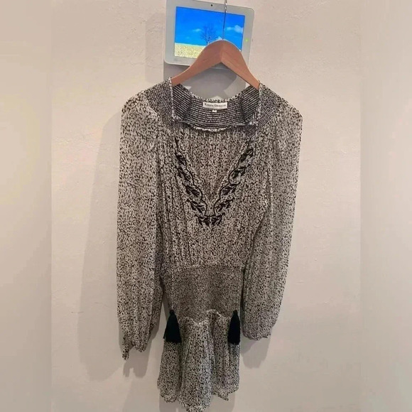 Karina Grimaldi Vintage Print Mini‎ Dress in Gray XS - Picture 4 of 8